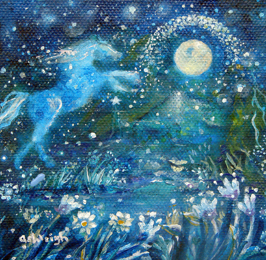Horse Power and Freedom in the Moonlight Painting by Ashleigh Dyan Bayer