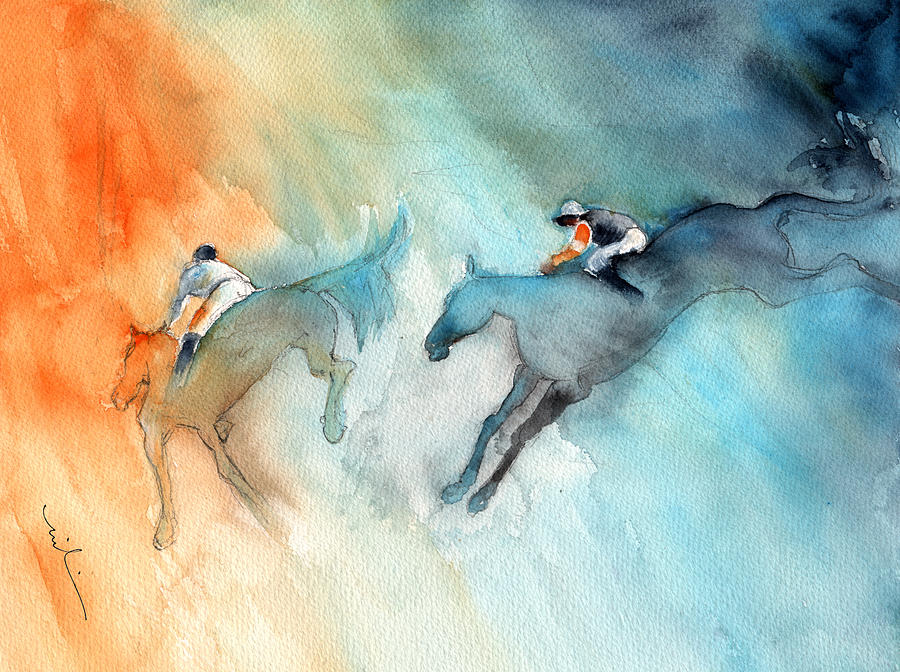 Horse Racing 02 Painting by Miki De Goodaboom
