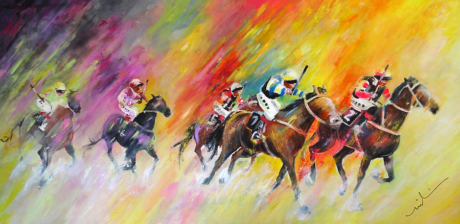 Horse Racing 03 Painting by Miki De Goodaboom