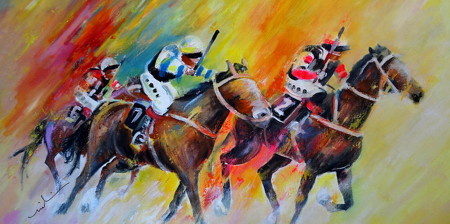 Horse Racing 05 Painting by Miki De Goodaboom