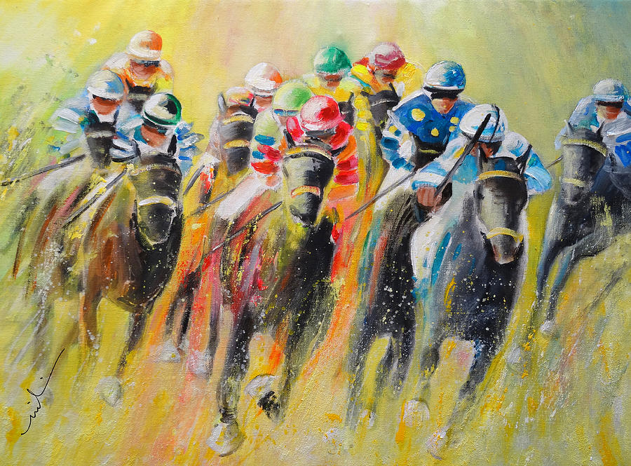 Horse Racing 06 Painting by Miki De Goodaboom