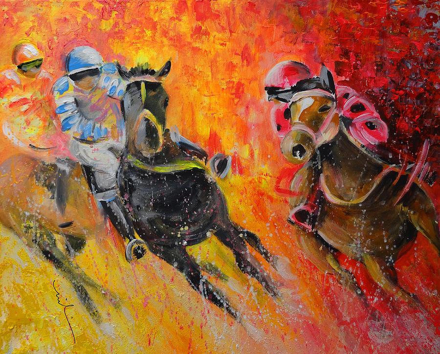 Horse Racing 07 Painting by Miki De Goodaboom