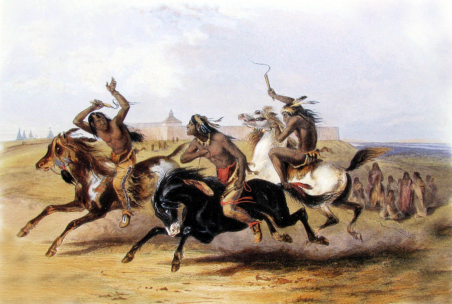 Karl Bodmer Digital Art - Horse Racing of the Sioux by Karl Bodmer