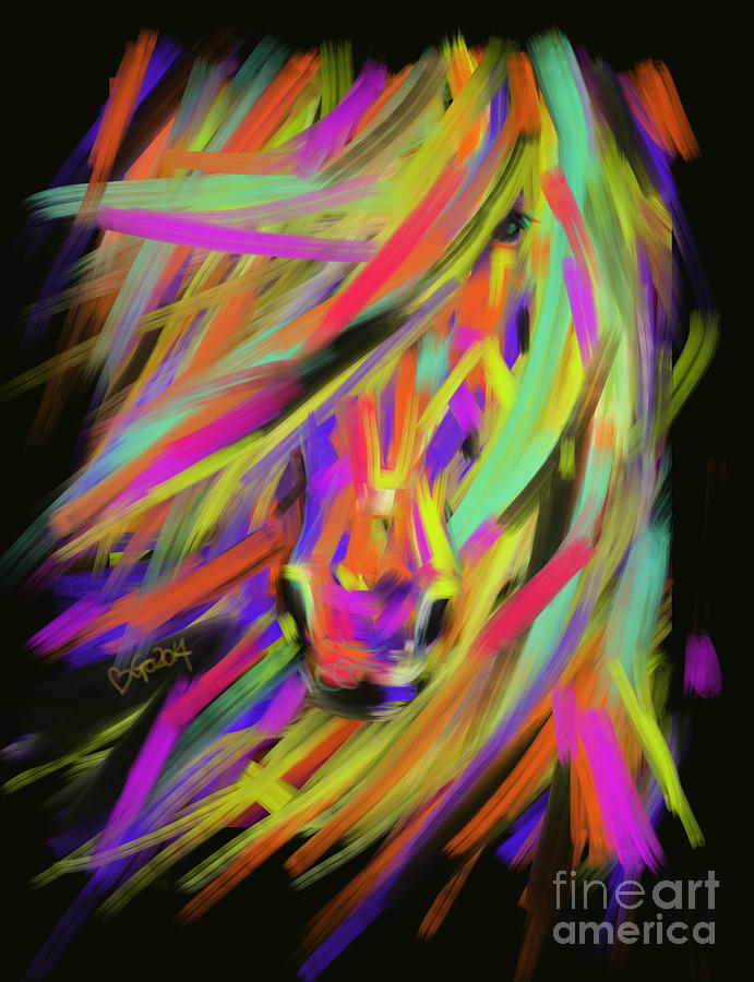 Horse Rainbow Hair Painting by Go Van Kampen