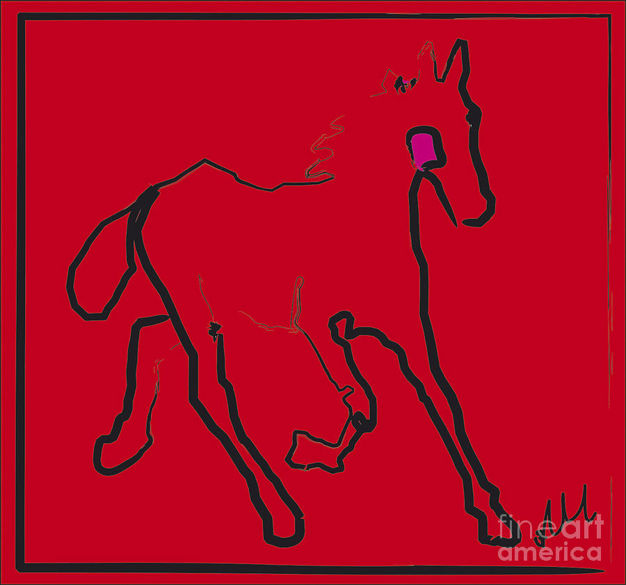 Horse Painting - horse - Red filly by Go Van Kampen