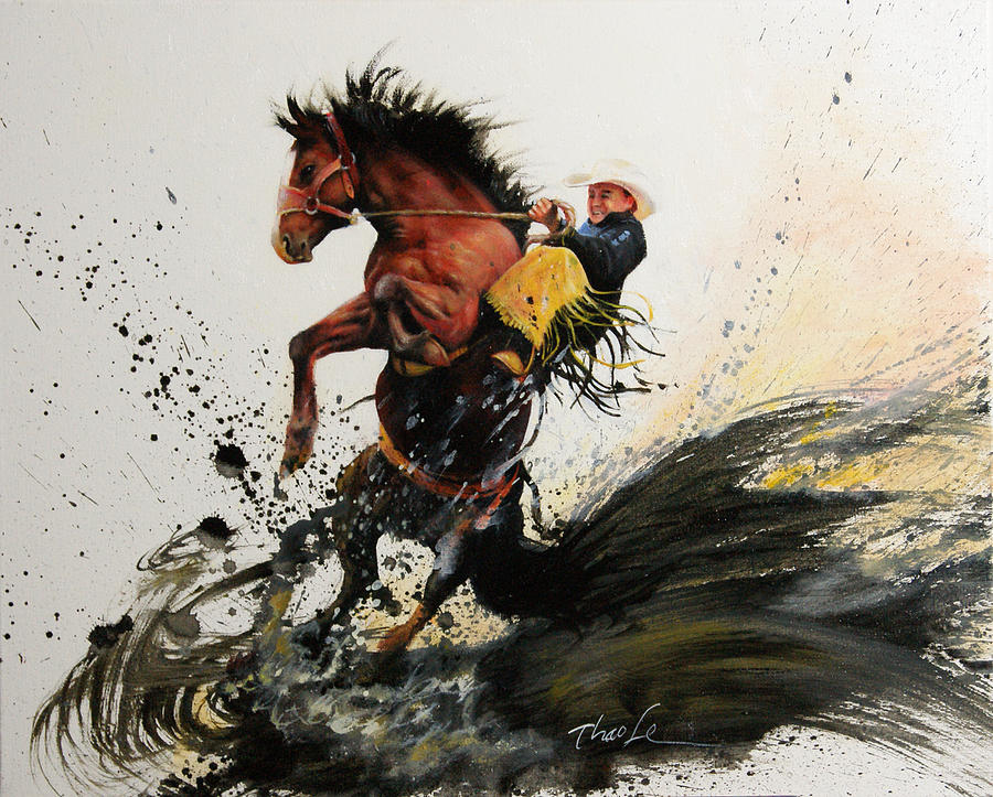 Horse Painting - Horse Rider 2 by Thao Le