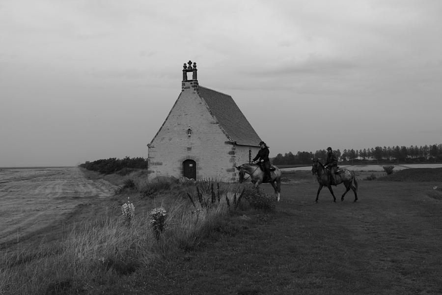 Horse Riders By The Church Photograph