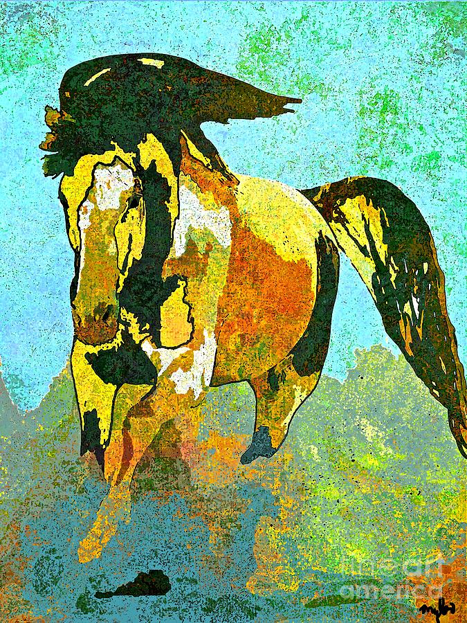 Horse running Wild Painting by Saundra Myles