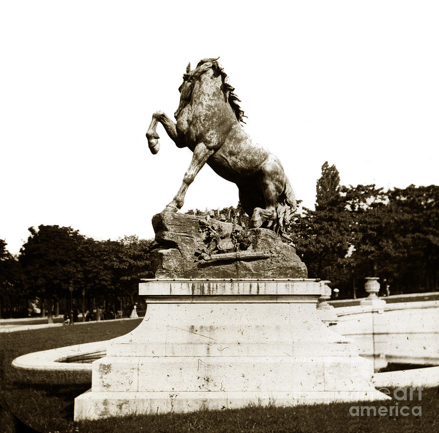 Paris Photograph - Horse sculpture Trocadero  Paris France 1900 Historical Photos by Monterey County Historical Society