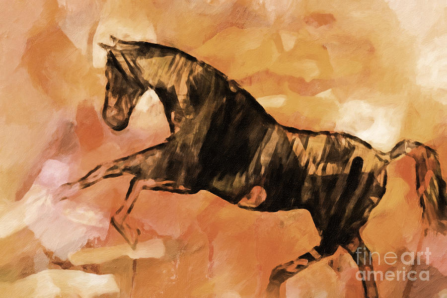 Horse Sepia Painting by Lutz Baar
