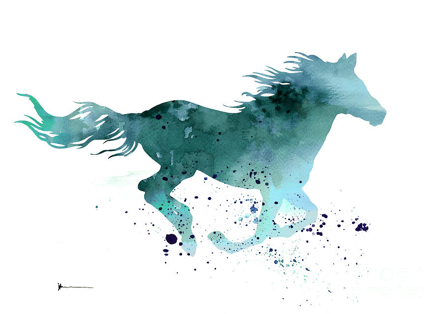 Horse Painting - Horse silhouette watercolor art print painting by Joanna Szmerdt