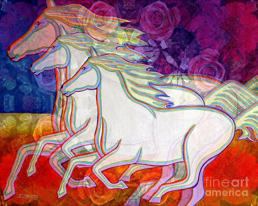 Horse Spirits Running Painting by Joseph J Stevens