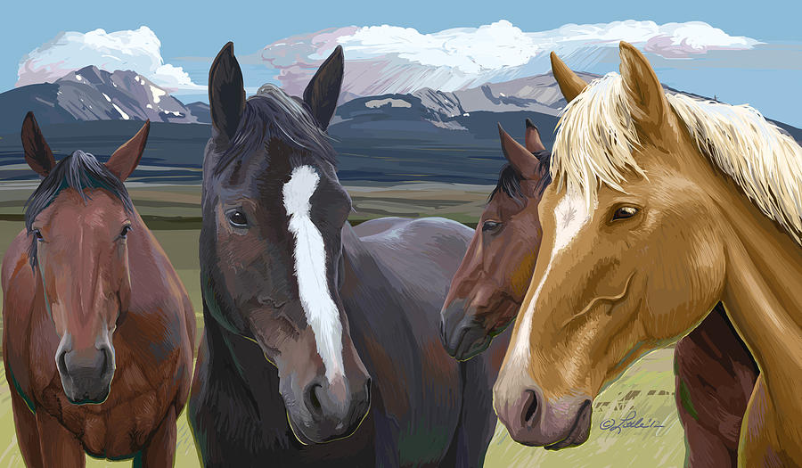 Horse Talk Painting by Pam Little