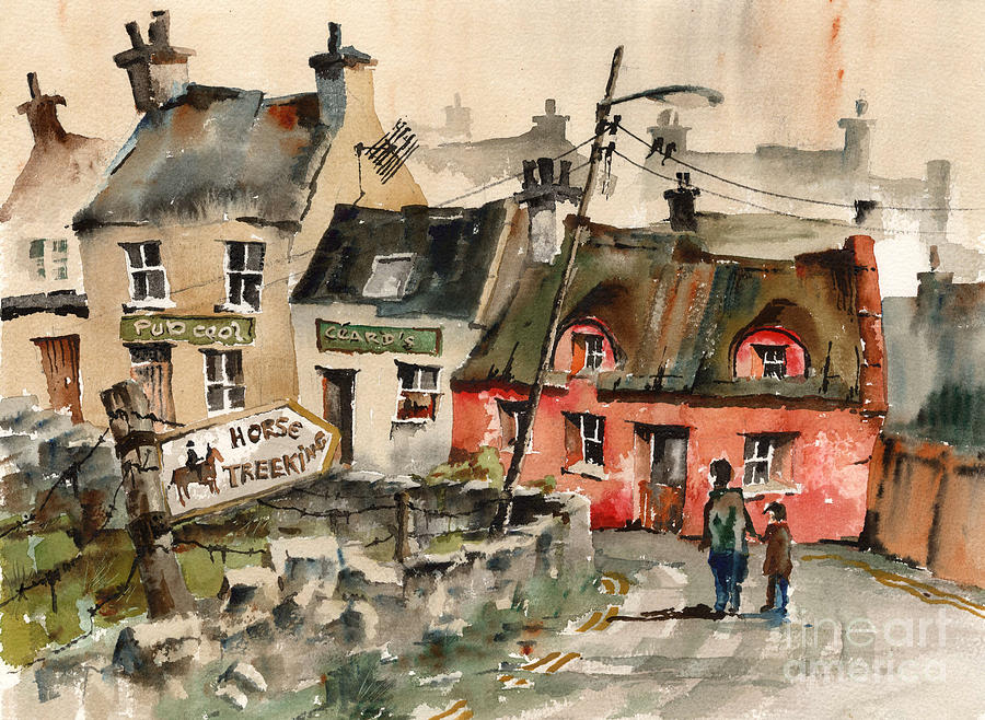 Val Byrne Painting - Horse treeking in Doolin  Clare by Val Byrne