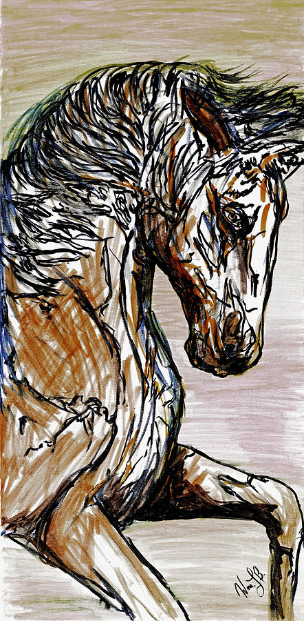 Horse Twins I #1 Drawing by Erich Grant