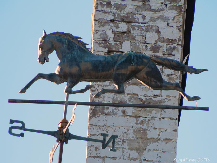 Horse Weathervane and Chimney Photograph by Kathy Barney