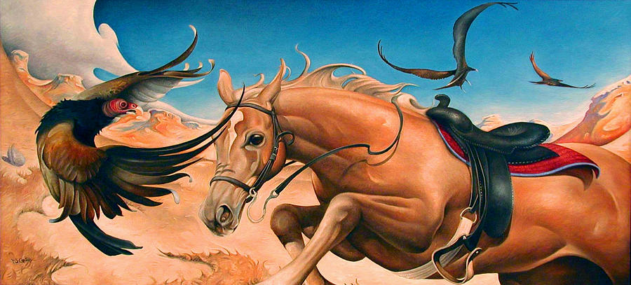 Horse  Where is your Rider? Painting by T S Carson