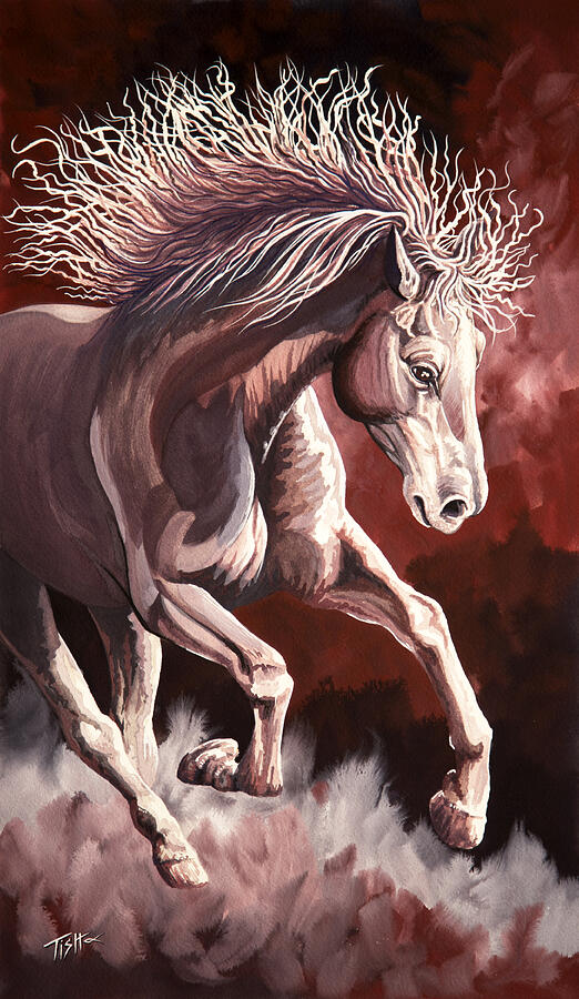 Horse Wild Fire Painting by Tish Wynne