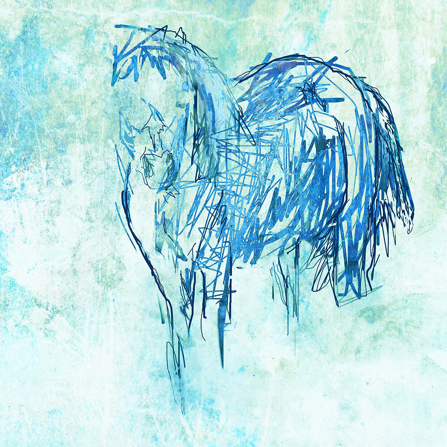 Horse With A Blue Color Digital Art by Suzanne Powers