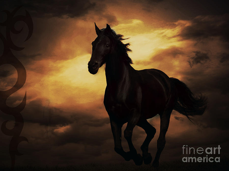 Horse with Tribal Tattoo  Digital Art by Mindy Bench