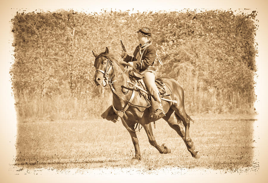 Vintage Photograph - Horseback Soldier by Steve McKinzie