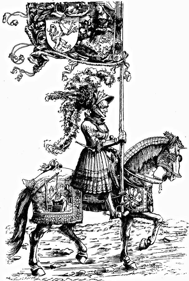 Knight Drawing - Horseman Durer Etching by    