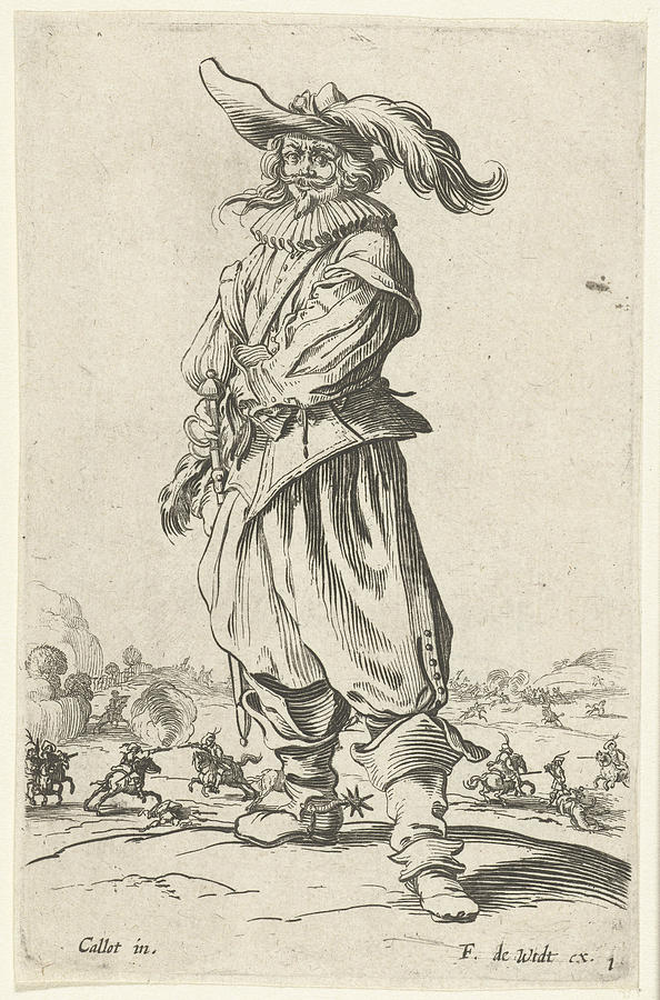Boot Drawing - Horseman With Plumed Hat, Seen From The Front by Jacques Callot And Print Maker: Anonymous And Frederik De Wit