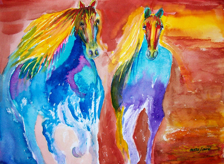 Horses 1 Painting by Mona Forest - Fine Art America