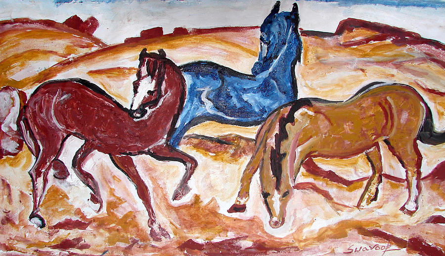 Horses 3 Painting by Anand Swaroop Manchiraju