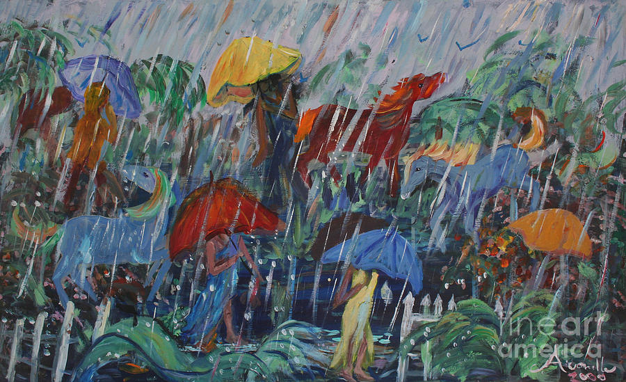 Women Painting - Horses in the Rain by Avonelle Kelsey