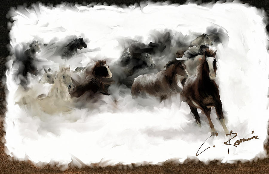 Horses Painting by Charlie Roman