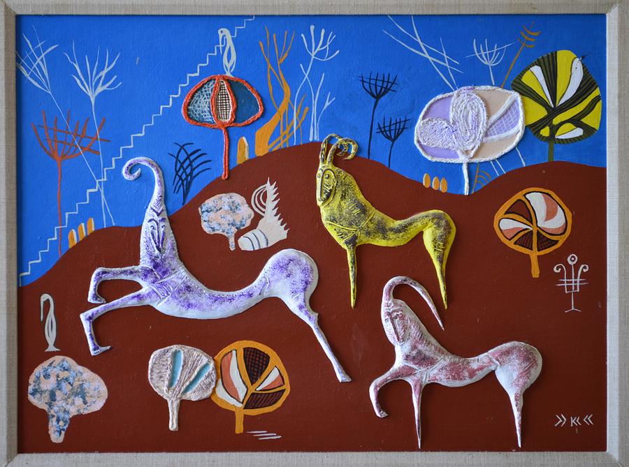 Horses crossing my dream Painting by Katerina Kovatcheva