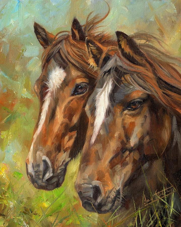 Horse Painting - Horses by David Stribbling