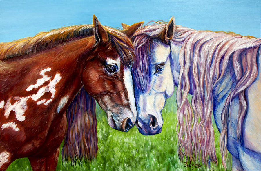 Horse Painting - Horses Frolicking  by Yelena Rubin