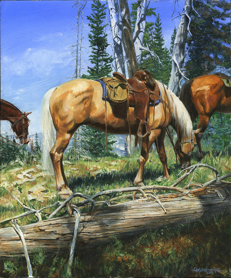 Palomino at Lunch Break Painting by Don Langeneckert