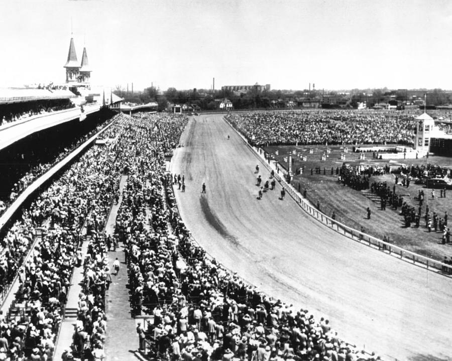Vintage Photograph - Horses In Action At Vintage Churchill Downs Race by Retro Images Archive