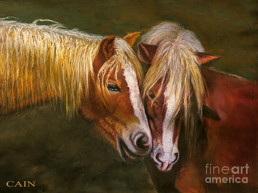 Horses In Love Art Print Painting by William Cain