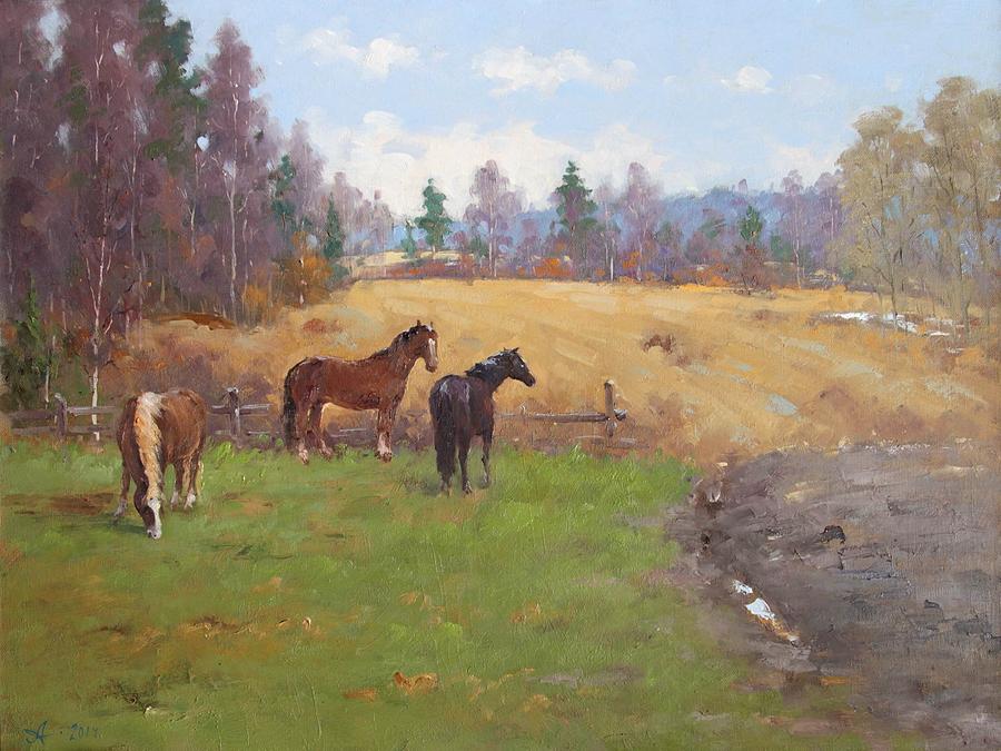 Horses In Maryino Painting