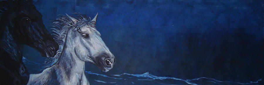 Horses in the surf Painting by Sunel De Lange