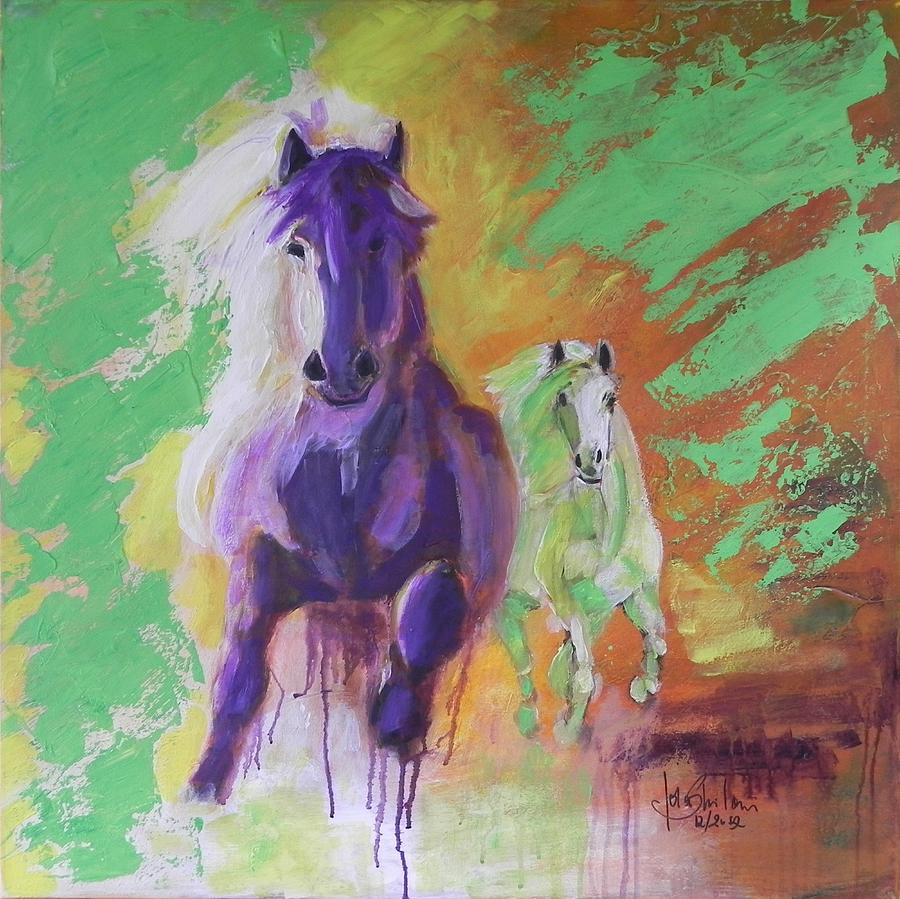 Horses Painting by Jolanta Shiloni