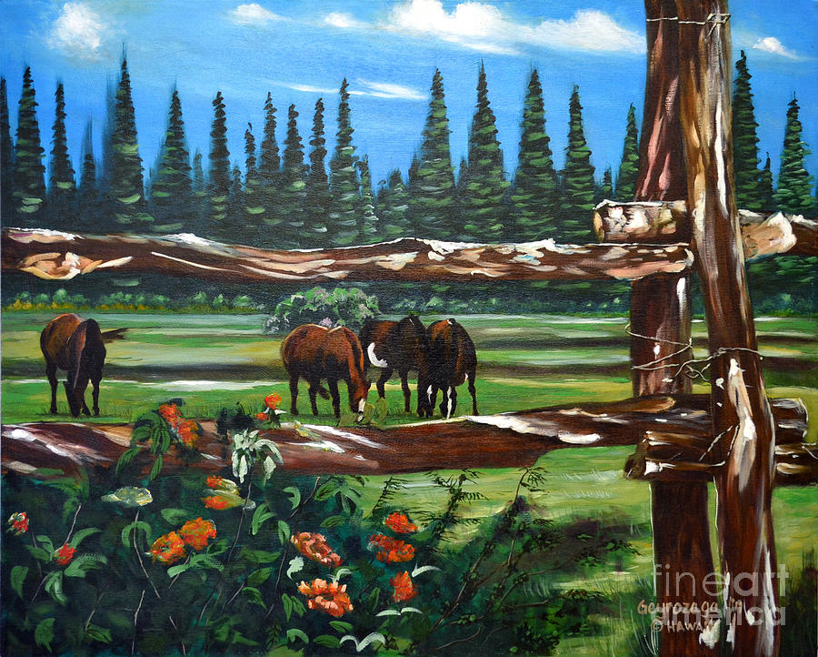 Horses Painting by Larry Geyrozaga
