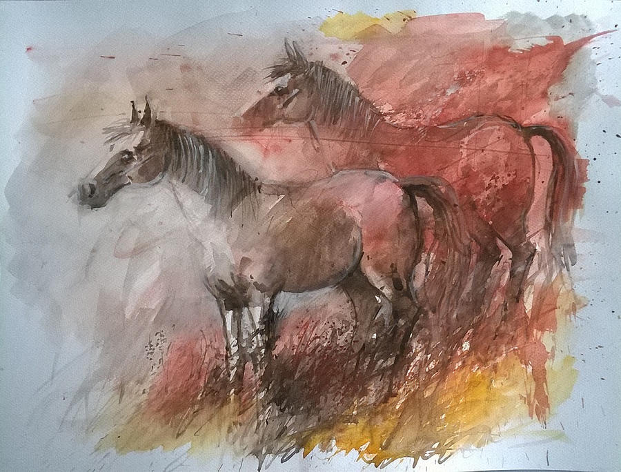 Horses Painting by Lorand Sipos