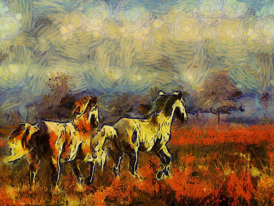 Horse Photograph - Horses on the Gogh by Shannon Story