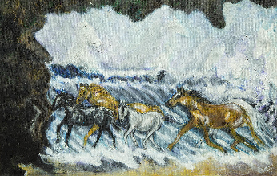 Horses Running Painting by Lucille  Valentino