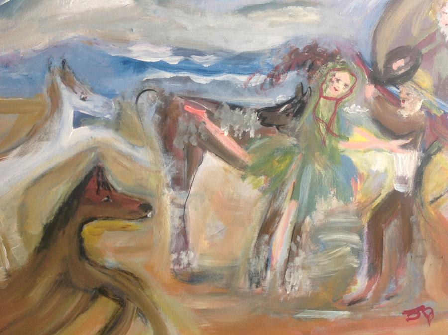 Horse Painting - Horses saving lives ballet by Judith Desrosiers