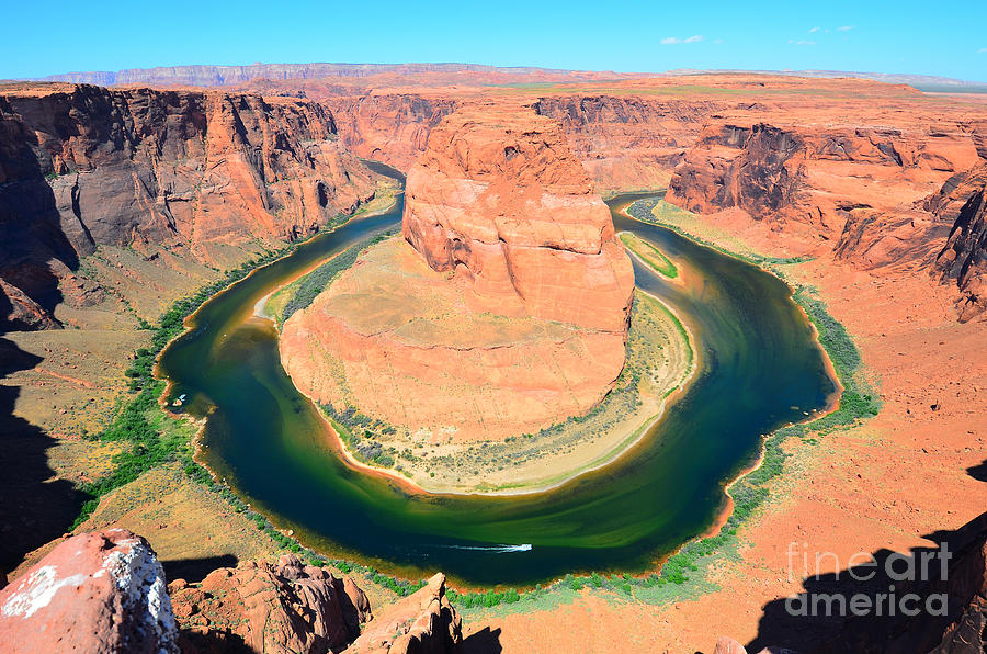 Horseshoe Bend and Boat Photograph by Debra Thompson