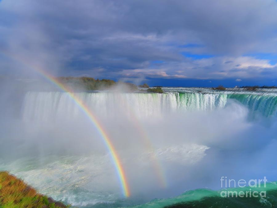 Horseshoe Falls rainbow Photograph by Rrrose Pix