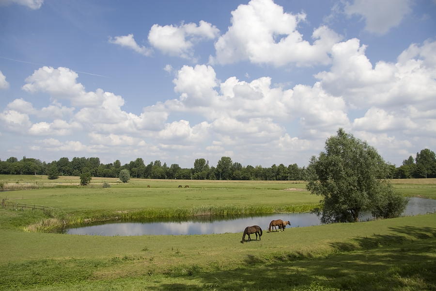 horseshoe shaped moat of Fort Elden Westerveld in park in Arnhem ...