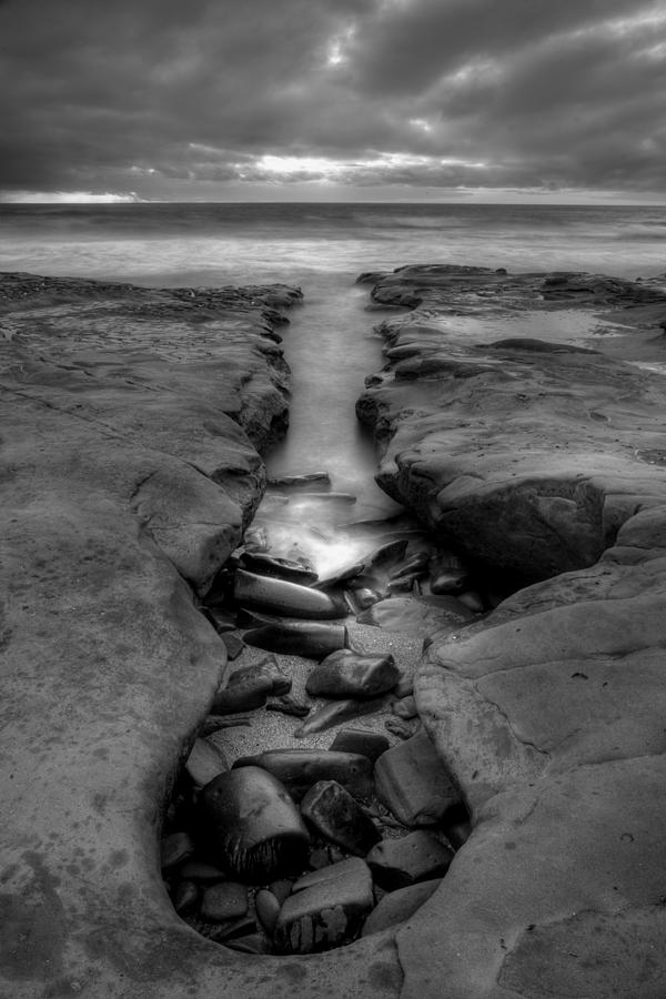 Horseshoes Beach  Black and White Photograph by Peter Tellone