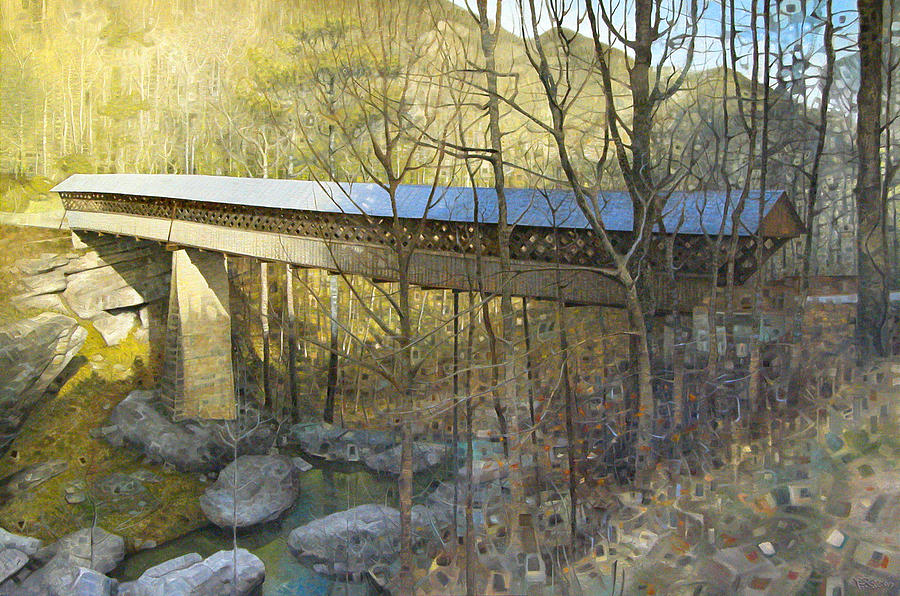Horton Mill Covered Bridge in Winter Painting by T S Carson